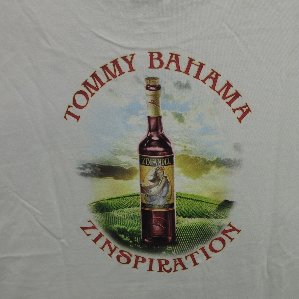 Tommy Bahama Men Graphic T-Shirt Medium White Zinspiration Tee UPF 30 Cotton New